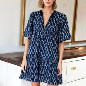 Emerson Fry India Collection Isla Dress Marguerite Blue Organic Size XS/S